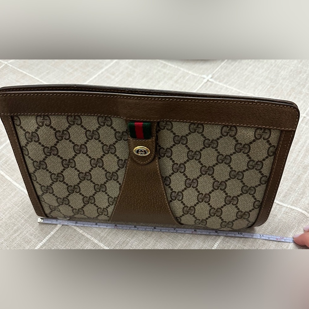 Gucci Brown and Tan Cosmetic Bag with Iconic Design - Picture 5 of 7